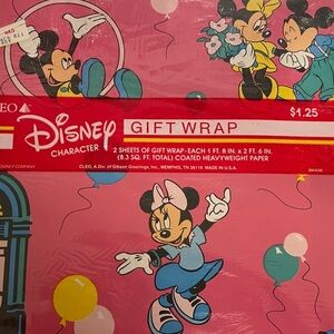 Vintage Cleo Disney Mickey & Minnie Mouse Gift Wrap Paper NEW SEALED Collectible